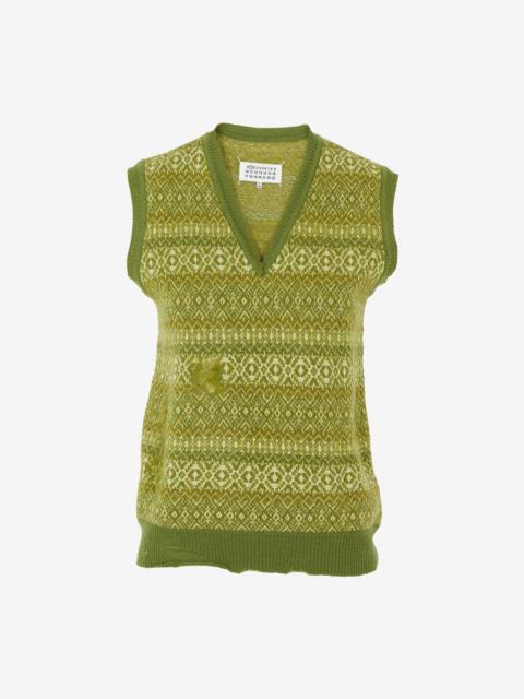 Maison Margiela Green amp; Yellow Distressed Vest