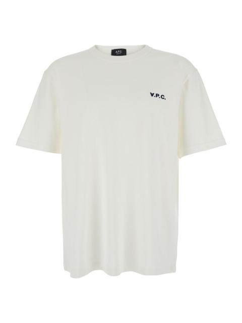 A.P.C. A.P.C. Men White Crewneck T-Shirt With Logo Embroidered On The Front In Cotton Man