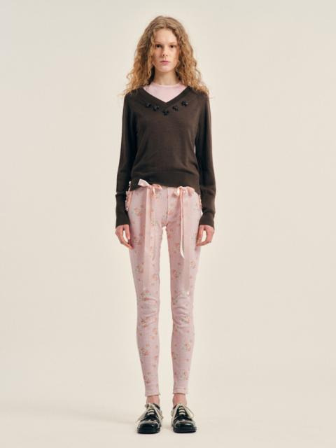 Simone Rocha Turbo Embellished Merino Silk Double V-Neck Jumper