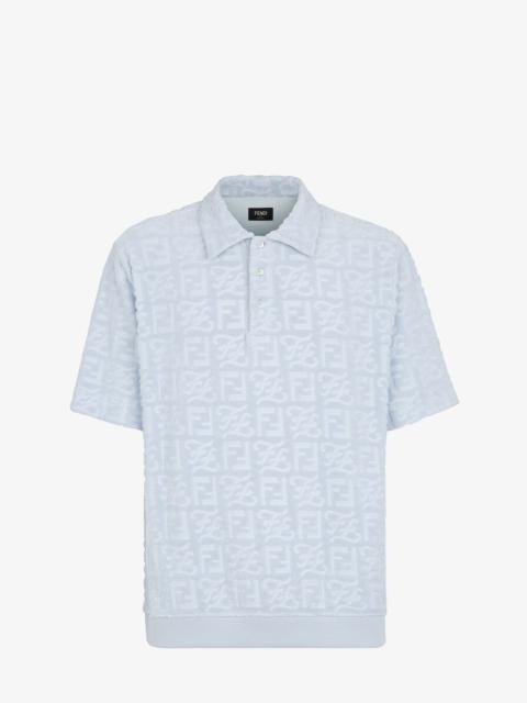 FENDI Light blue cotton polo shirt