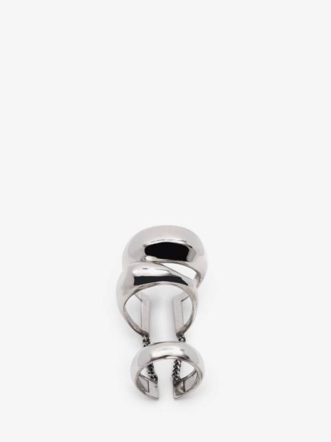 Alexander McQueen Long  Stacked Ring in Antique Silver