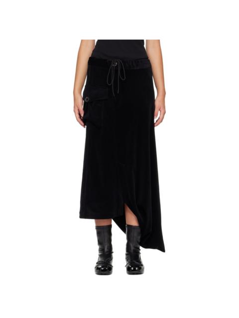 Y-3 Black Velvet Corduroy Utility Midi Skirt