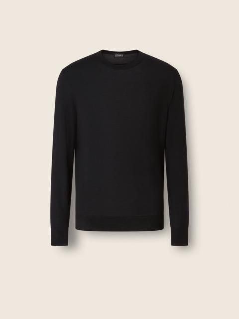 ZEGNA BLACK TROFEO 15MILMIL15 WOOL CREWNECK