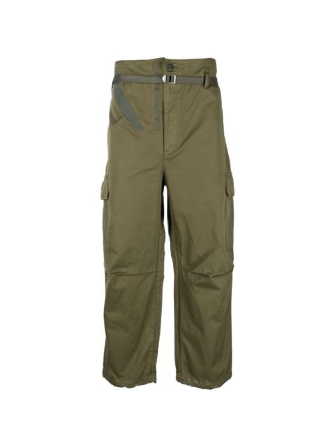 belted tapered-leg cargo trousers