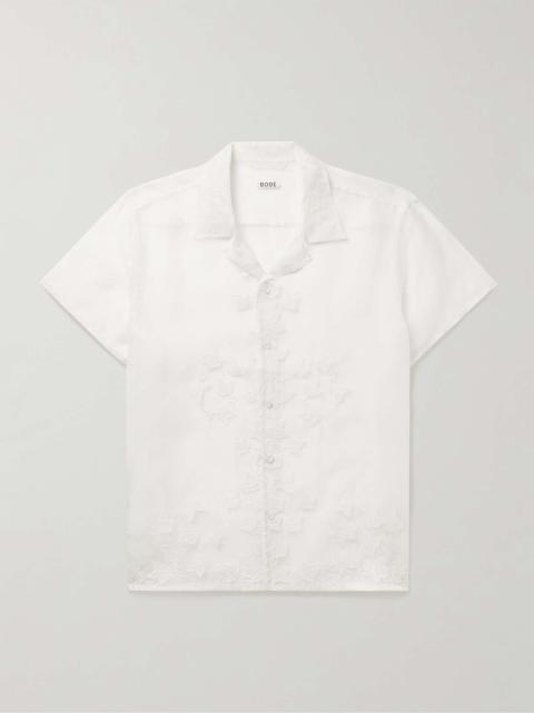 BODE Ivy Camp-Collar Embroidered Silk-Organza Shirt