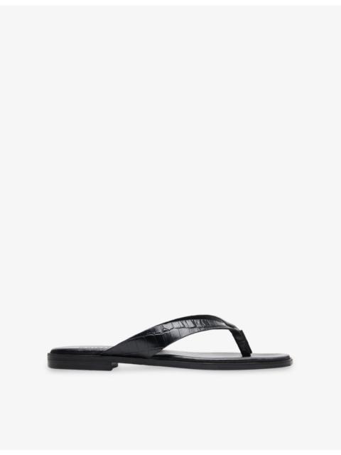WHISTLES Croc Embossed Leather Flip-Flops