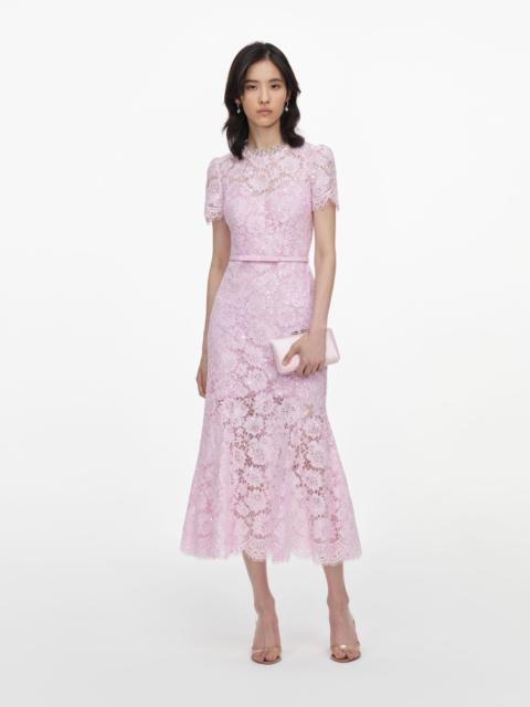 self-portrait Pink Sequin Lace Midi Dress