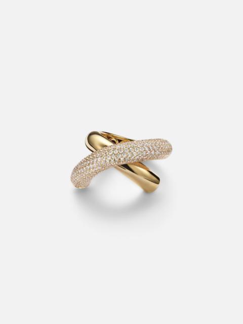 ENGELBERT Cross Loop Big 18kt gold ring with diamonds