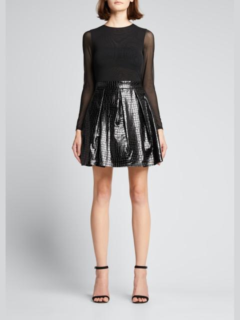 Alice + Olivia Chara Vegan-Leather Party Dress