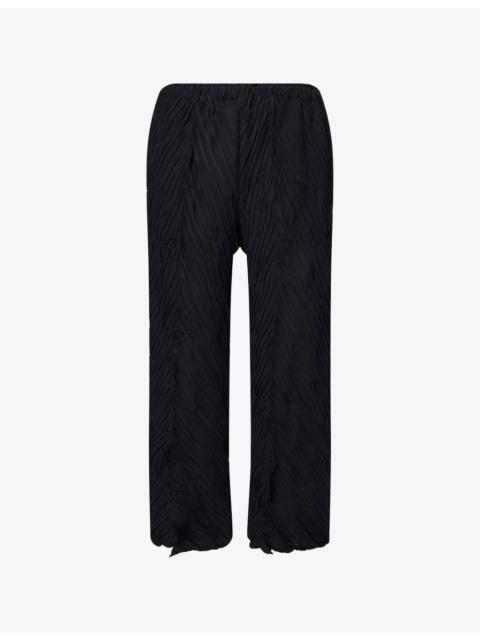 ISSEY MIYAKE Wrinkled Straight-Leg Knitted Trousers