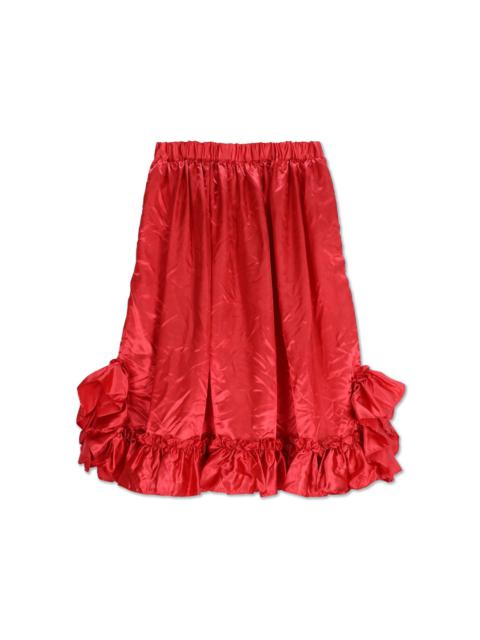 Ruffle-Hem Satin Skirt