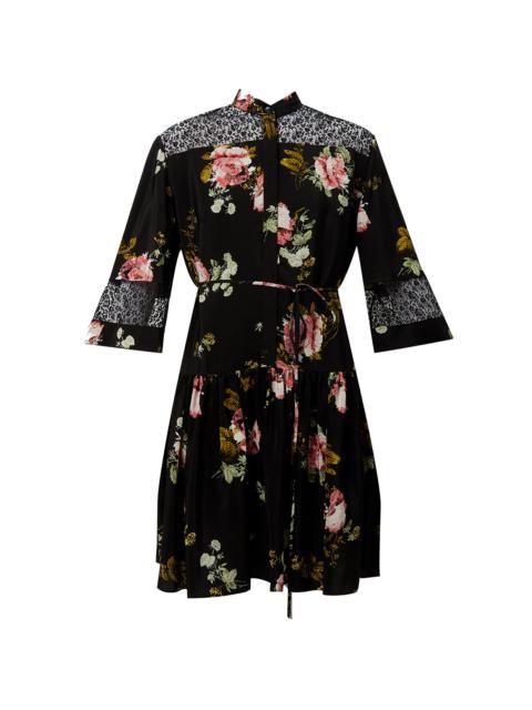 Erdem Lace-Detailed Floral Silk Mini Dress black