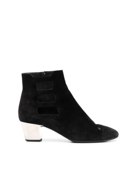 CHANEL 2010 CC suede ankle boots