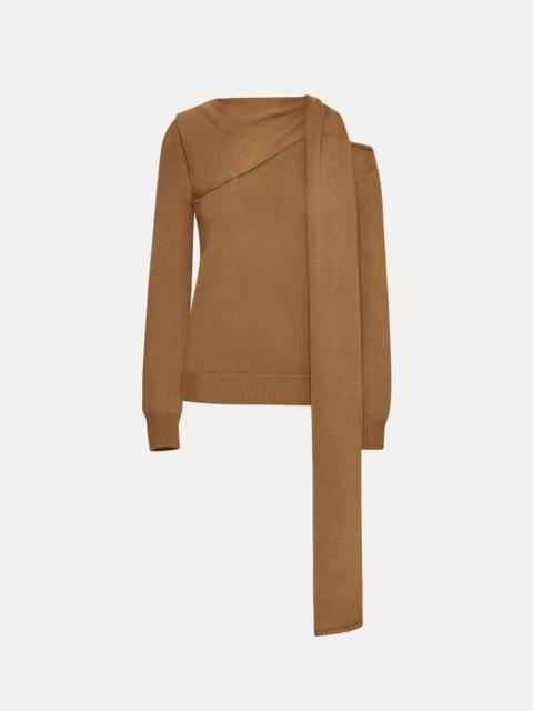 Oscar de la Renta DRAPED-DETAIL COLD SHOULDER PULLOVER