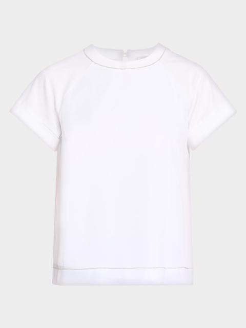 PESERICO Crewneck Raglan-Sleeve Linen Shirt