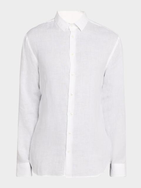 EMPORIO ARMANI Men's Solid Linen Button-Down Shirt