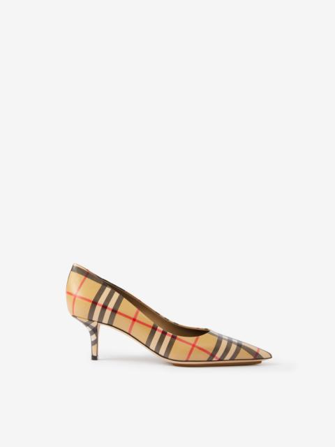 Vintage Check Leather Point-toe Pumps