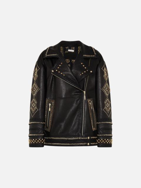 CAMILLA OVERSIZED LEATHER BIKER JACKET