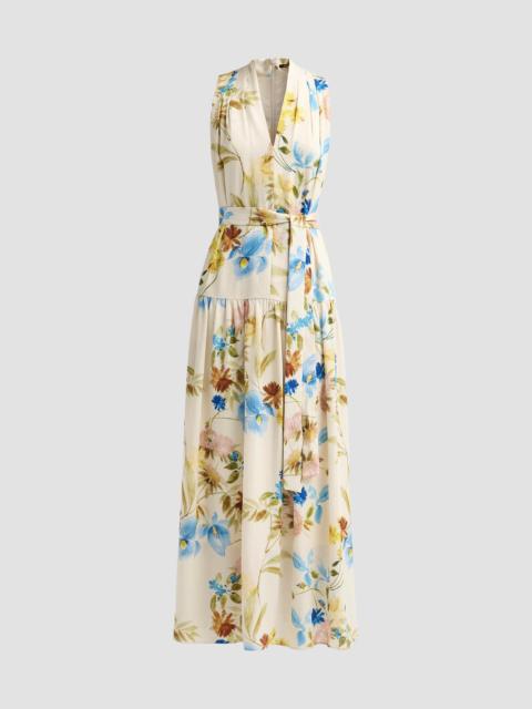 KOBI HALPERIN Women's Violet Floral Hammered Satin Maxi Dress - Ecru Multi