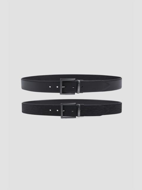 Paul & Shark REVERSIBLE LEATHER BELT WITH SHARKS PATTERN