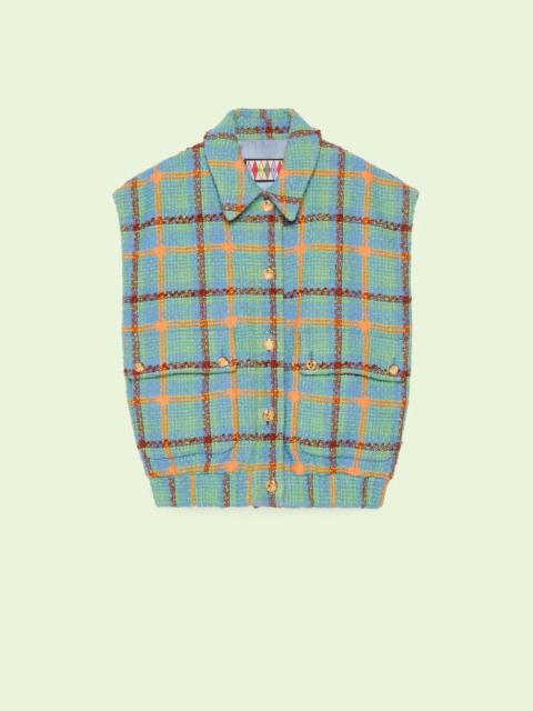 GUCCI Gucci Lovelight heart check tweed gilet