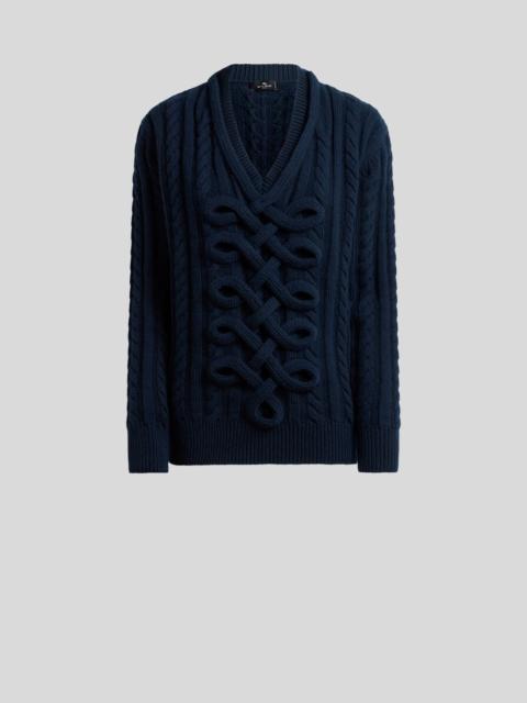 Etro RIBBED WOOL-BLEND SWEATER WITH WOVEN DETAILING