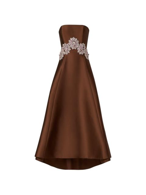 COSTARELLOS Bria crystal-embellished strapless asymmetric dress