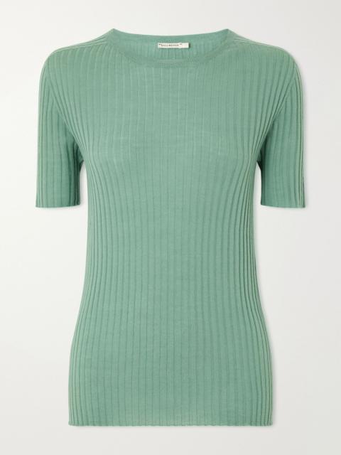 KALLMEYER Ribbed-knit merino wool T-shirt Green