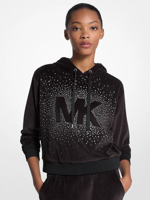 MICHAEL KORS Embellished Logo Velour Hoodie