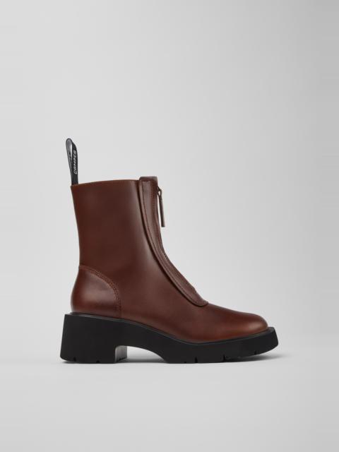 CAMPER Milah Brown Leather Mid Boots for Women.