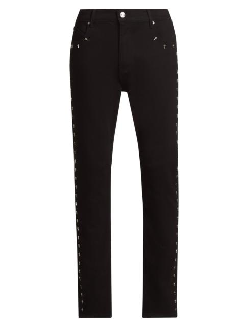 RTA Men's Bryant Cross Stretch High-Rise Slim-Fit Jeans - Black Cross