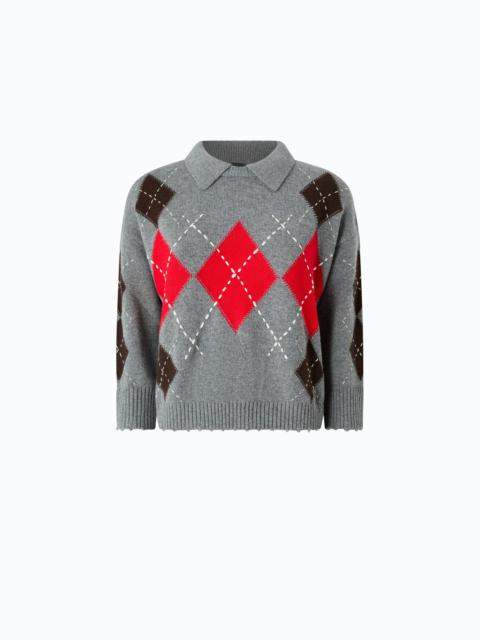 PINKO WOOL AND CASHMERE SWEATER WITH DIAMOND MOTIF