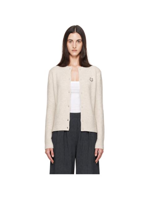 Maison Kitsuné Beige Fox Head Lambswool High Neck Cardigan