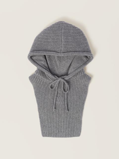 Miu Miu Wool and cashmere knit hoodie dickey