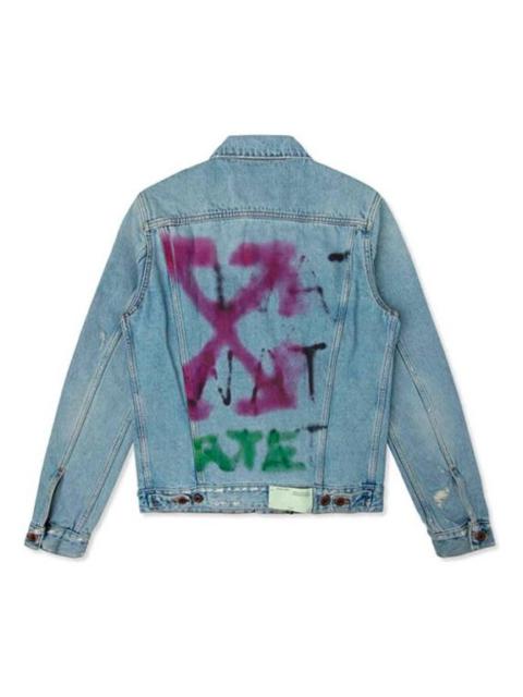 Off-White Off-White Spray Paint Graffiti Jacket Men Blue OMYE005E193860457128