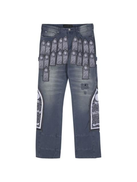 WHO DECIDES WAR distressed straight-leg jeans