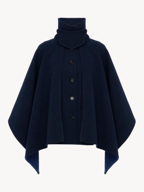 Chloé HIGH-NECK SHORT CAPE COAT IN WASHED DOUBLE-FACE WOOL
