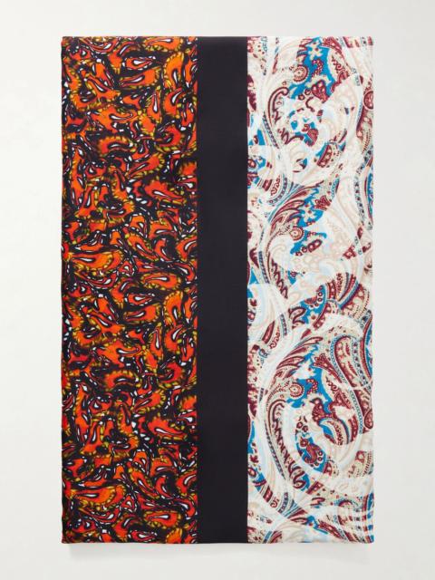 Dries Van Noten Flora Printed Satin Scarf Orange