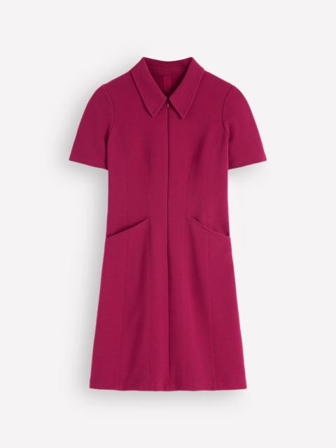 BODEN Nia Short Sleeve Zip Dress-Beetroot Red
