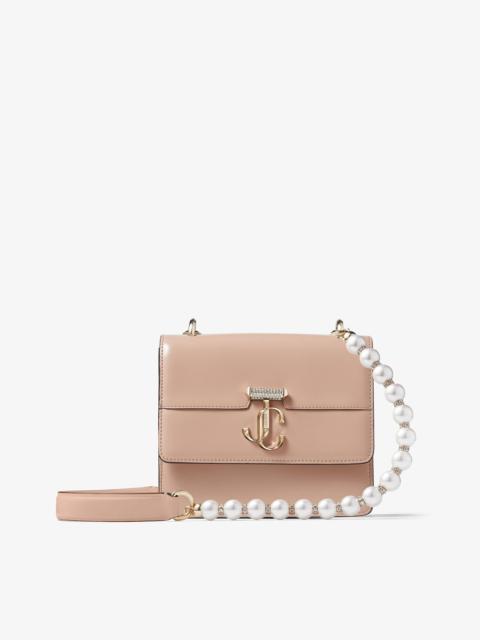 JIMMY CHOO Varenne Quad XS
Ballet Pink Box Leather Shoulder Bag with Pearl Strap