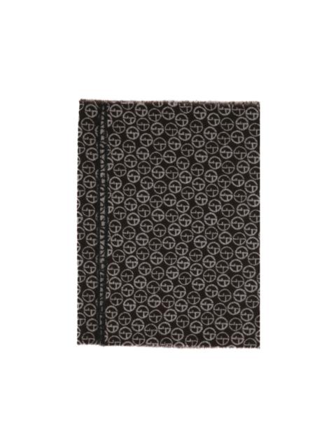 GIORGIO ARMANI logo-pattern frayed scarf