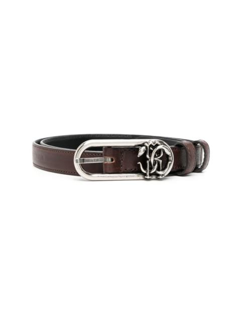 logo-buckle leather belt