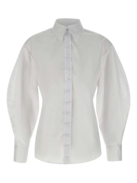 balloon-sleeve bow-detail shirt
