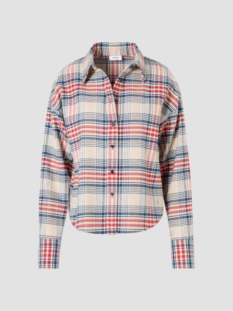 AKRIS Women's Plaid Brushed Cotton Flannel Shirt - Cashew Multicolor