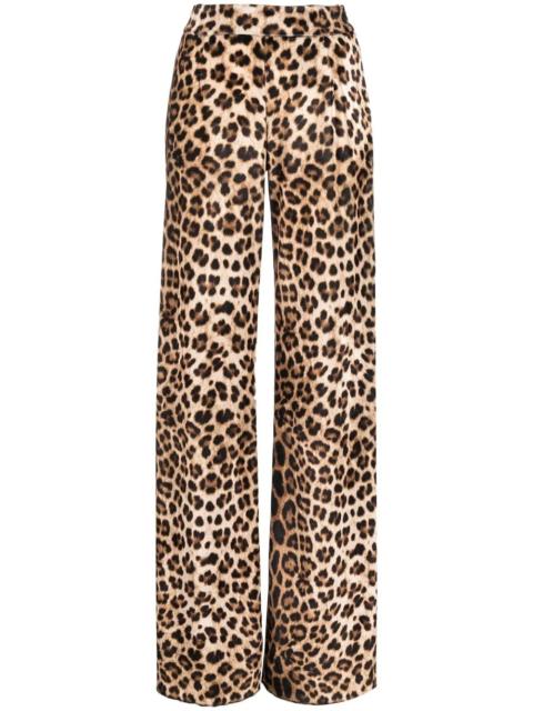 leopard-print flared trousers