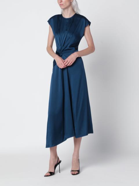 Victoria Beckham Aria Dark Ocean Midi Dress in Satin Crêpe