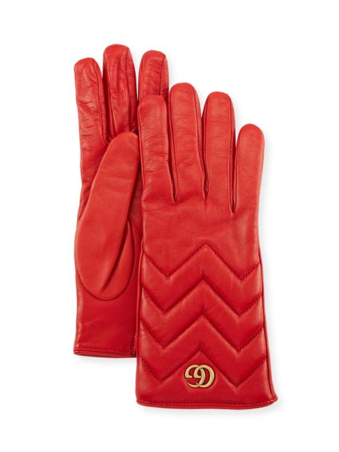 GUCCI GG Marmont Chevron Leather Gloves