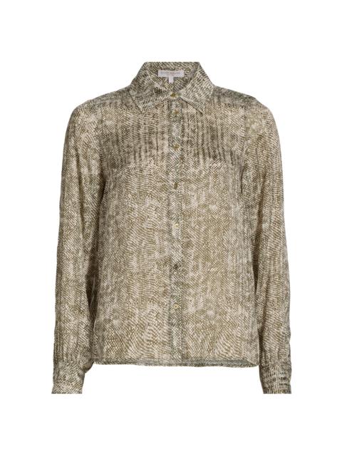 RAMY BROOK Women's Pauline Printed Silk-Blend Blouse - Olive Baja Dot