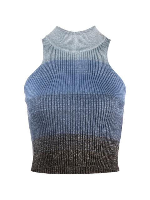 GCDS degradé ribbed-knit cropped top