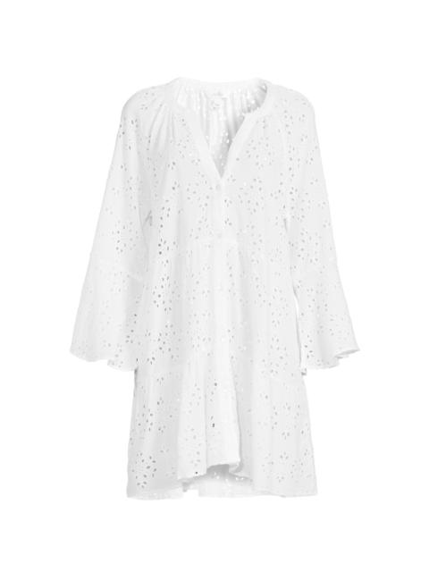Lilly Pulitzer Women's Brailey Eyelet Cover-Up Shirt - Resort White Hideaway Rayon